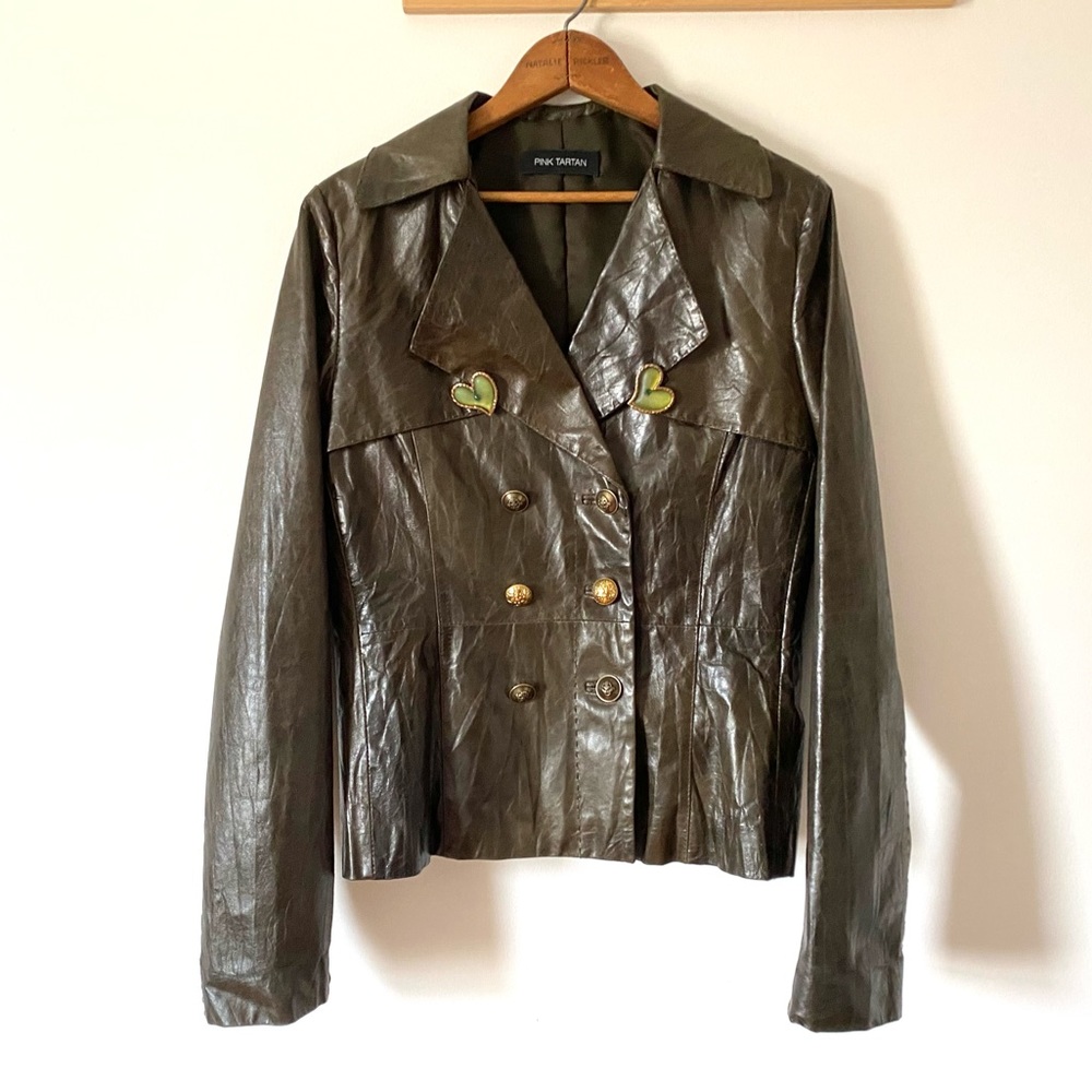 Vintage Brown Green Leather Jacket
